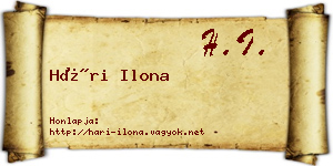 Hári Ilona névjegykártya
